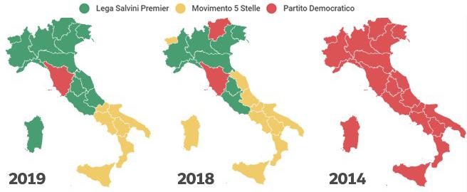 partiti confronto con il 2018 e con le Europee del 2014 Corriere Web Nazionale