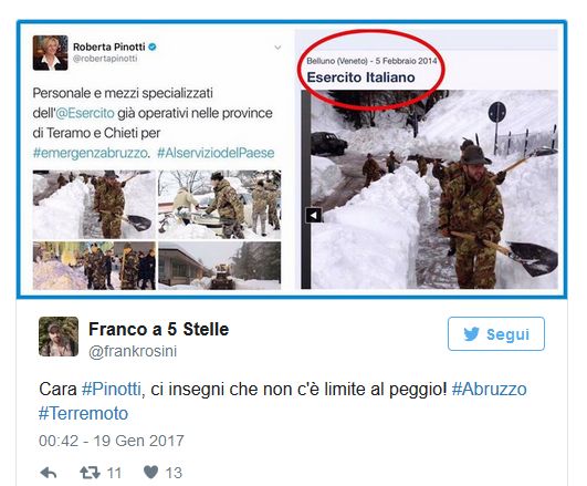 Pinotti elogia esercito foto vecchia